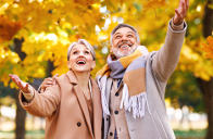 senior couple outdoors in autumn