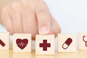 health icons on blocks