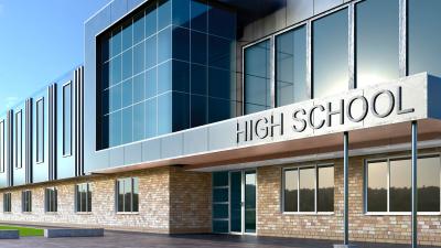 entrance to a high school building