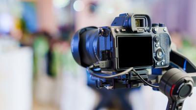 looking through the lens of a video camera