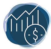 Blue circle icon - charts money