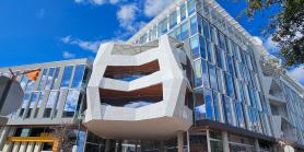 exterior of TRS office with a bright blue sky