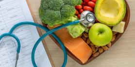 fruit and vegetables with a stethoscope