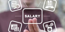 fingers tapping a button that says salary