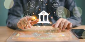 collage of banking icons
