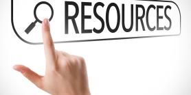 finger points to magnifying glass and the word resources