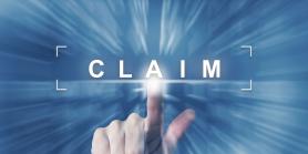 finger touches screen that says claim