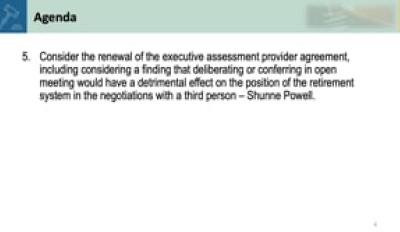 5. Consider the renewal of the executive assessment provider agreement - Shunne Powell