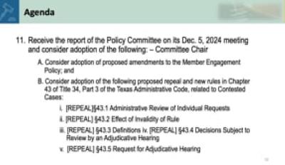 11. Receive the report of the Policy Committee on its December 5, 2024 meeting