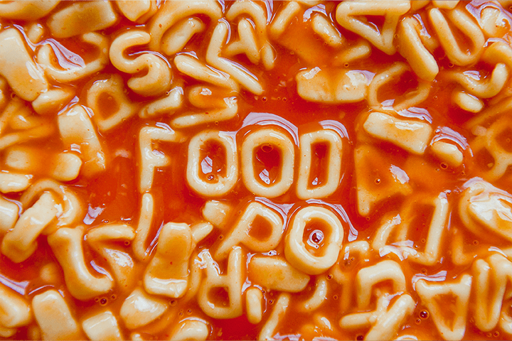food spelled out in food
