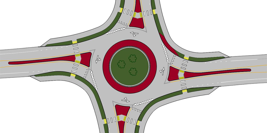 An illustration of a roundabout or traffic circle