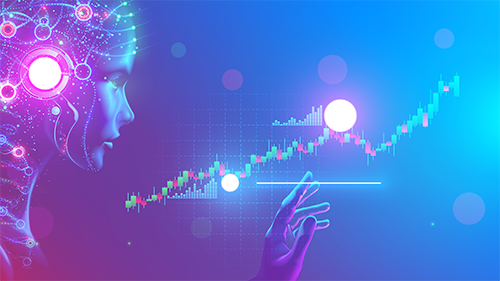 illustration of robot with investment graph