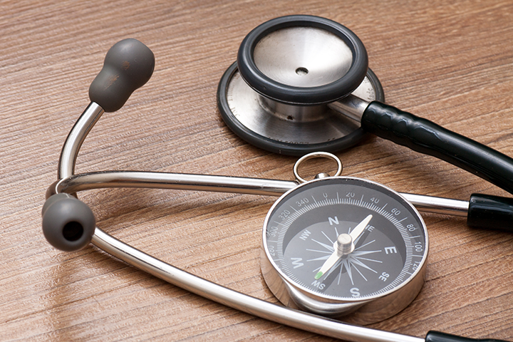 stethoscope and compass