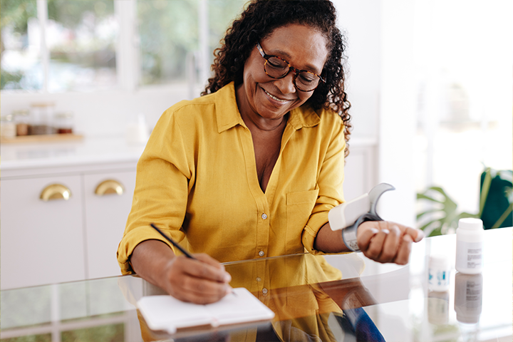 woman checking blood pressure
