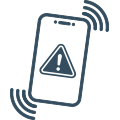 cell phone screen displaying warning sign
