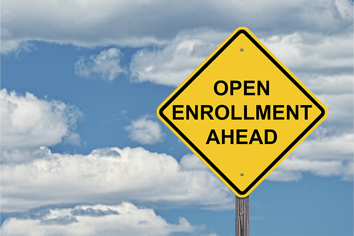 open enrollment ahead traffic sign