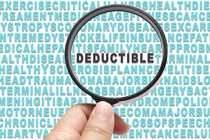 magnifying glass on the word deductible