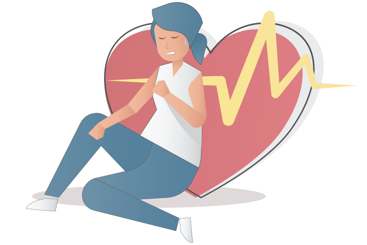illustration of woman holding chest