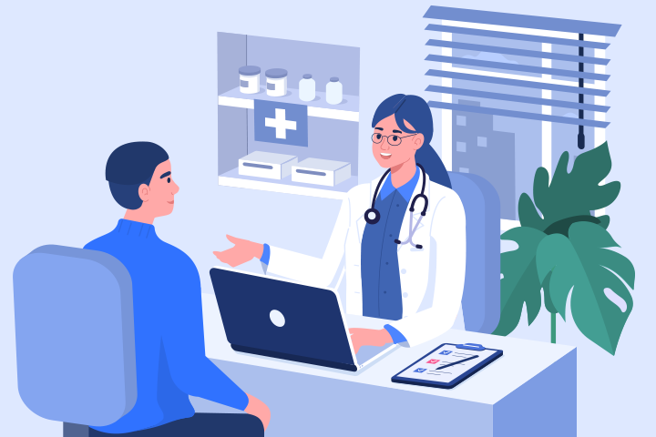 doctor speaks to male patient