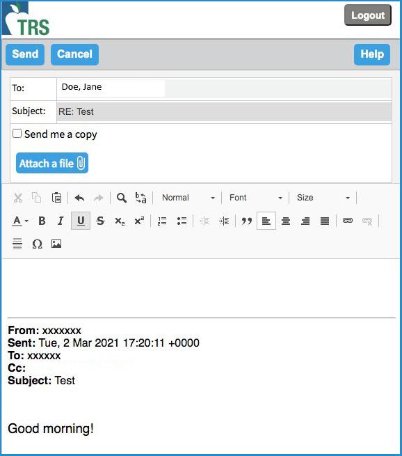 An example of a window that allows you to write a response to the email