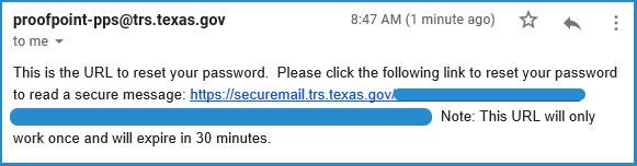 An example of an email with a link to reset your password