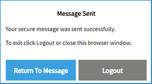 A window that acknowledges that a message has been sent