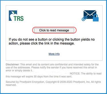 A window that shows a button titled 'Click to read message'