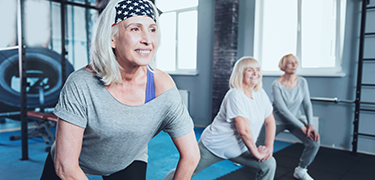 three women doing aerobics